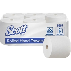 Håndklæderulle Scott Airflex 1-lags uden hylse 6 rl. | 6667 Kimberly Clark 