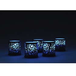 Lysestage Twine Metal Sort til Duni LED lys. 5 stk. med blå nuancer
