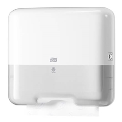 Tork H3 mini Dispenser til håndklædeark hvid med klar bund