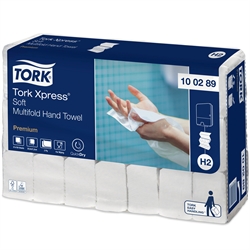 Håndklædeark Tork Xpress premium soft H2 multifold 2 lag 3 fold 3150 stk. Tork vareunmmer 100289