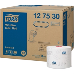 Kasse med 27 ruller Tork T6 Advanced Compact Toiletpapir nypapir