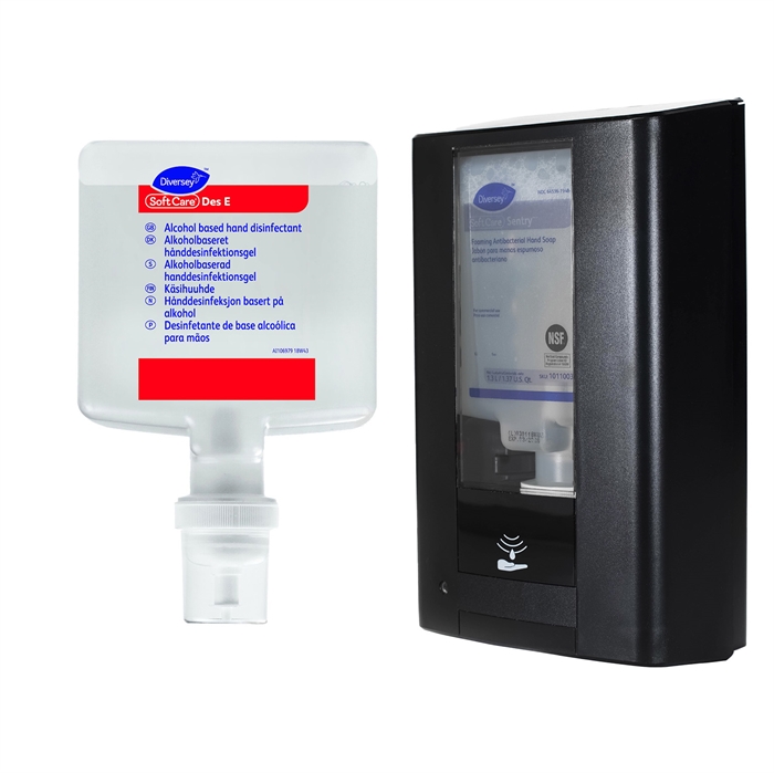 Hånddesinfektion Diversey Soft Care 4x1,3 ltr. inkl. sort dispenser
