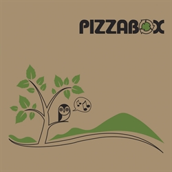 Pizzabakke brun med logo 320x320x30 mm.
