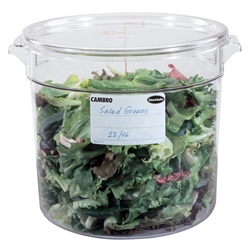 Etiket Vandopløselig til Sporbarhed 30x50mm på beholder med salat