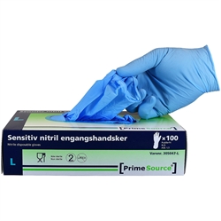 Blå engangshandske Sensitiv nitril 100 stk. str. S