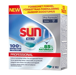 Maskinopvask Sun Professional All in 1 Tablets 102 stk